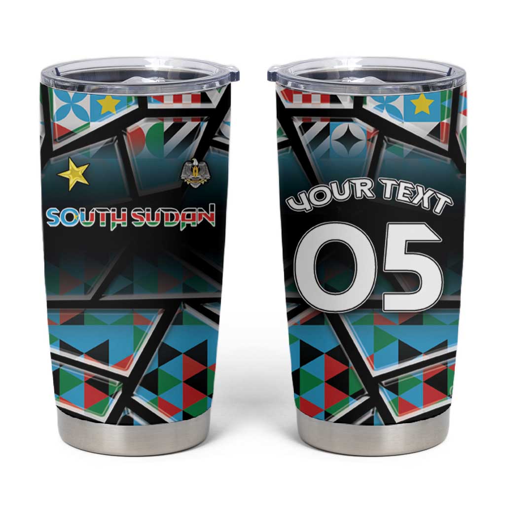 Custom South Sudan Tumbler Cup Geometric African Patterns - African Pride