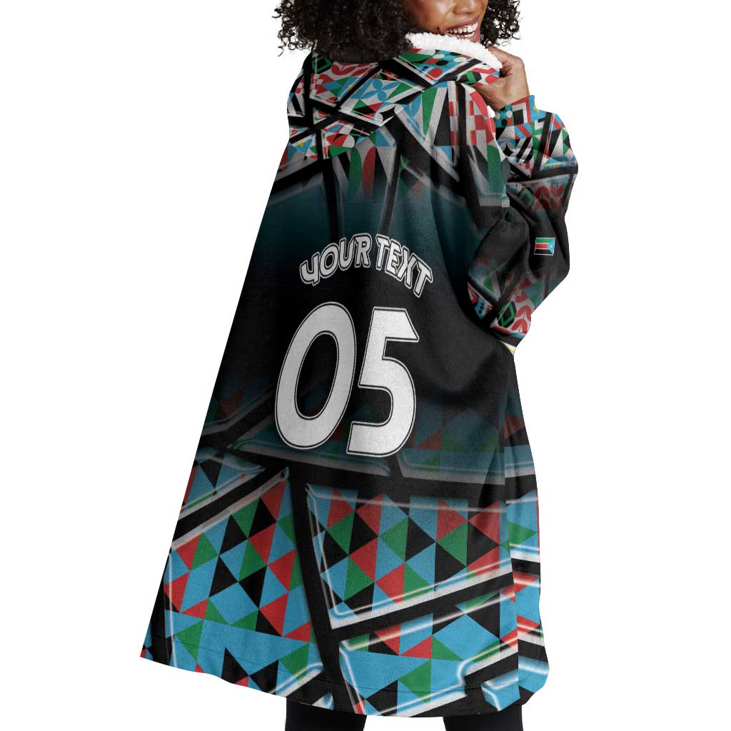 Custom South Sudan Wearable Blanket Hoodie Geometric African Patterns - African Pride