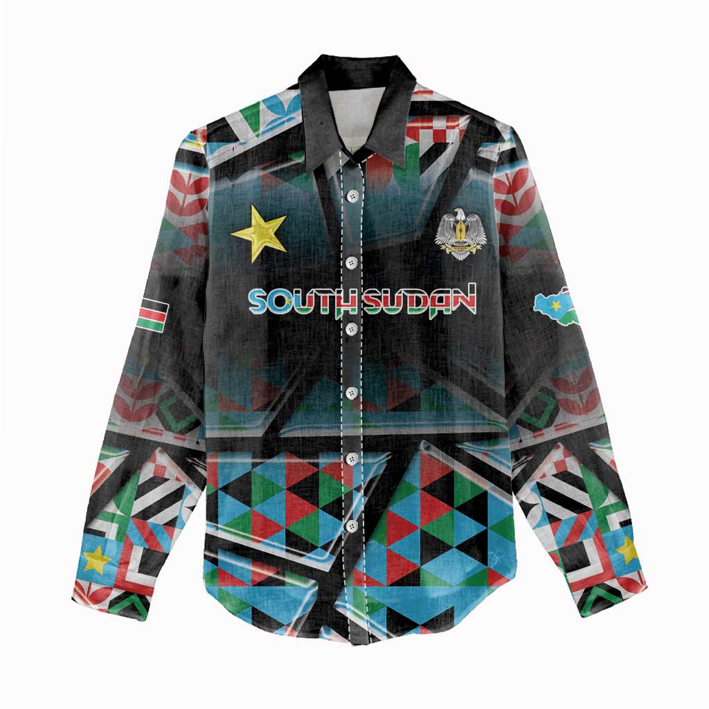 Custom South Sudan Women Casual Shirt Geometric African Patterns - African Pride