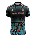 Custom South Sudan Zipper Polo Shirt Geometric African Patterns - African Pride