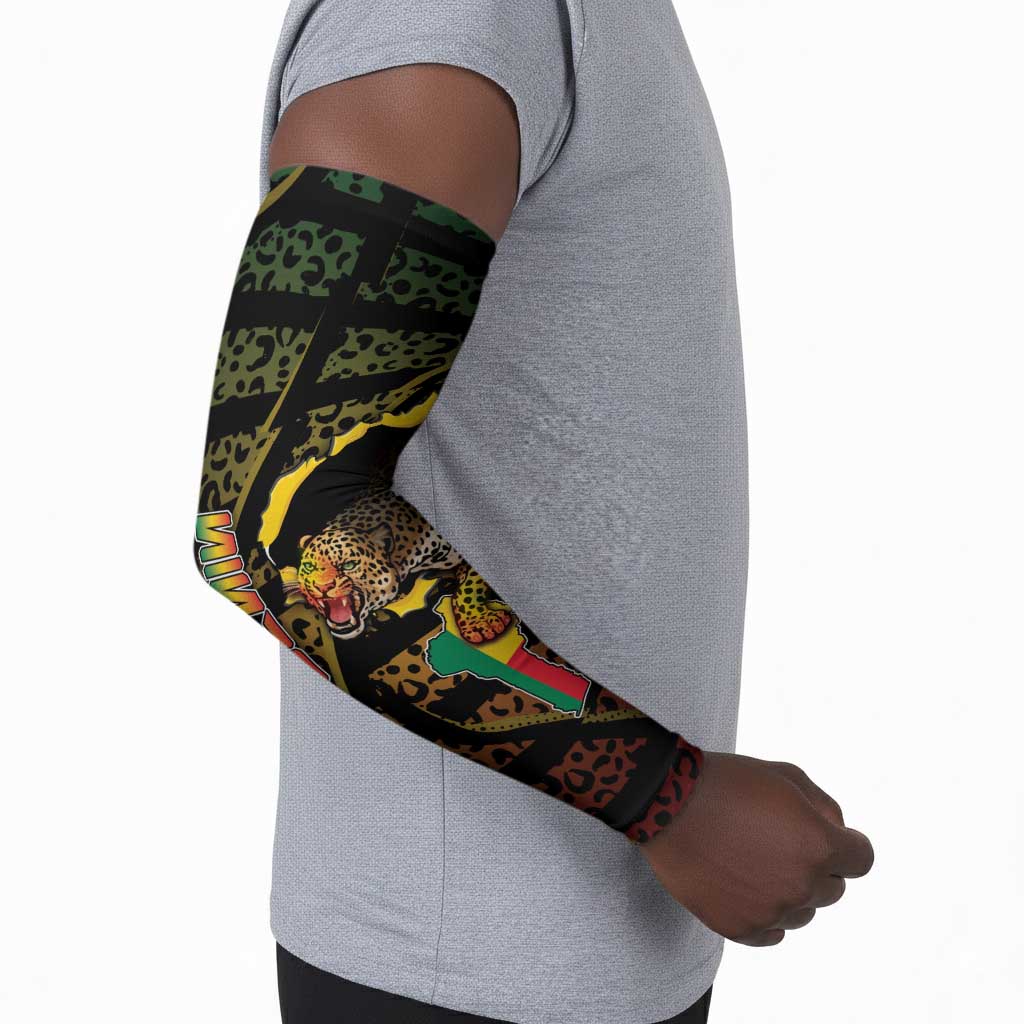 Personalized Benin Arm Sleeves Powerful African Leopard - African Pride