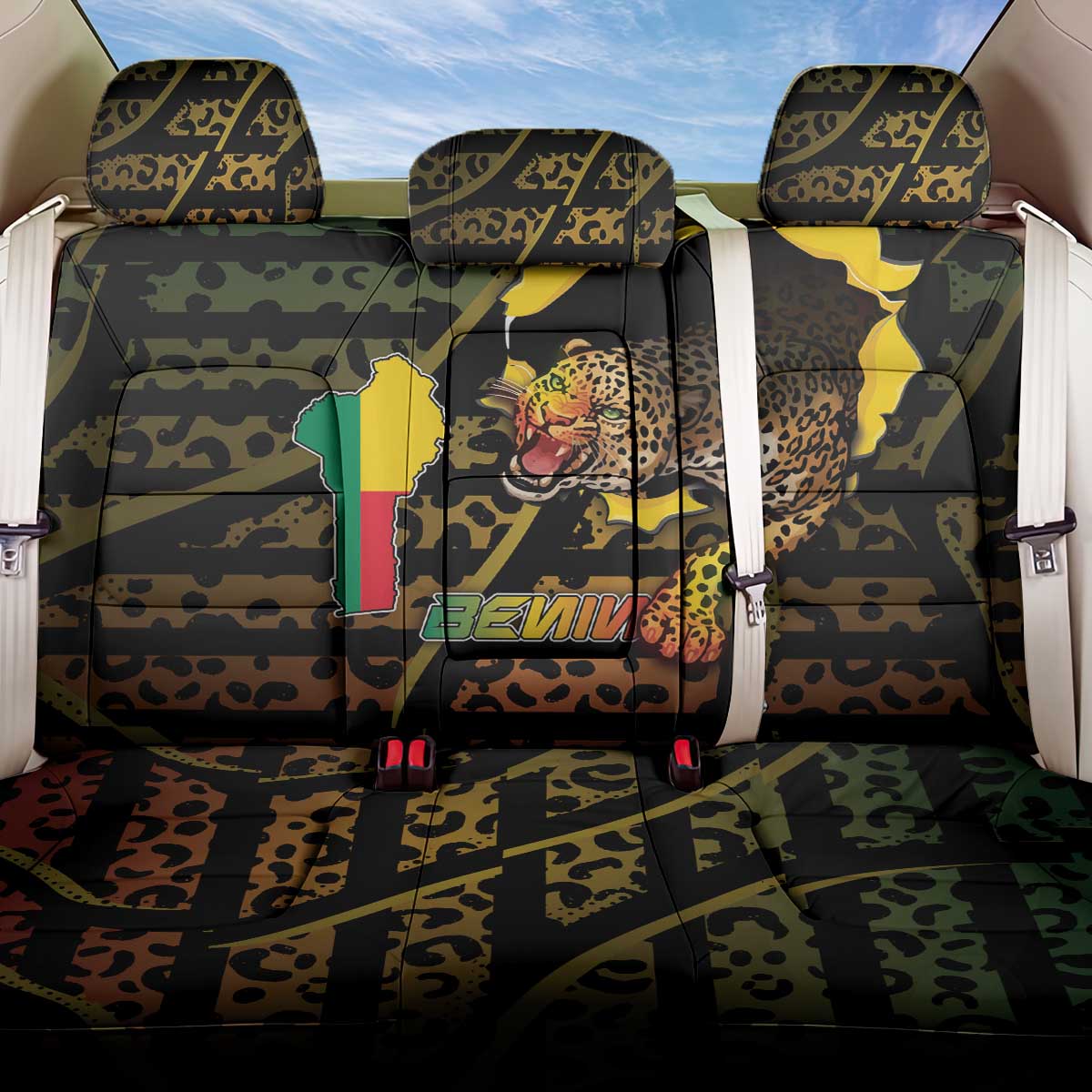 Benin Back Car Seat Cover Powerful African Leopard - African Pride