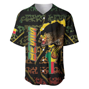 Personalized Benin Baseball Jersey Powerful African Leopard - African Pride