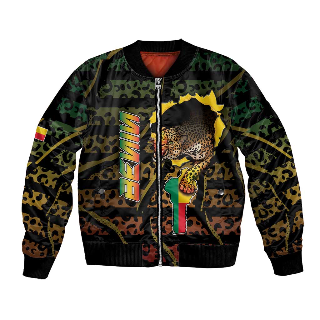 Personalized Benin Bomber Jacket Powerful African Leopard - African Pride