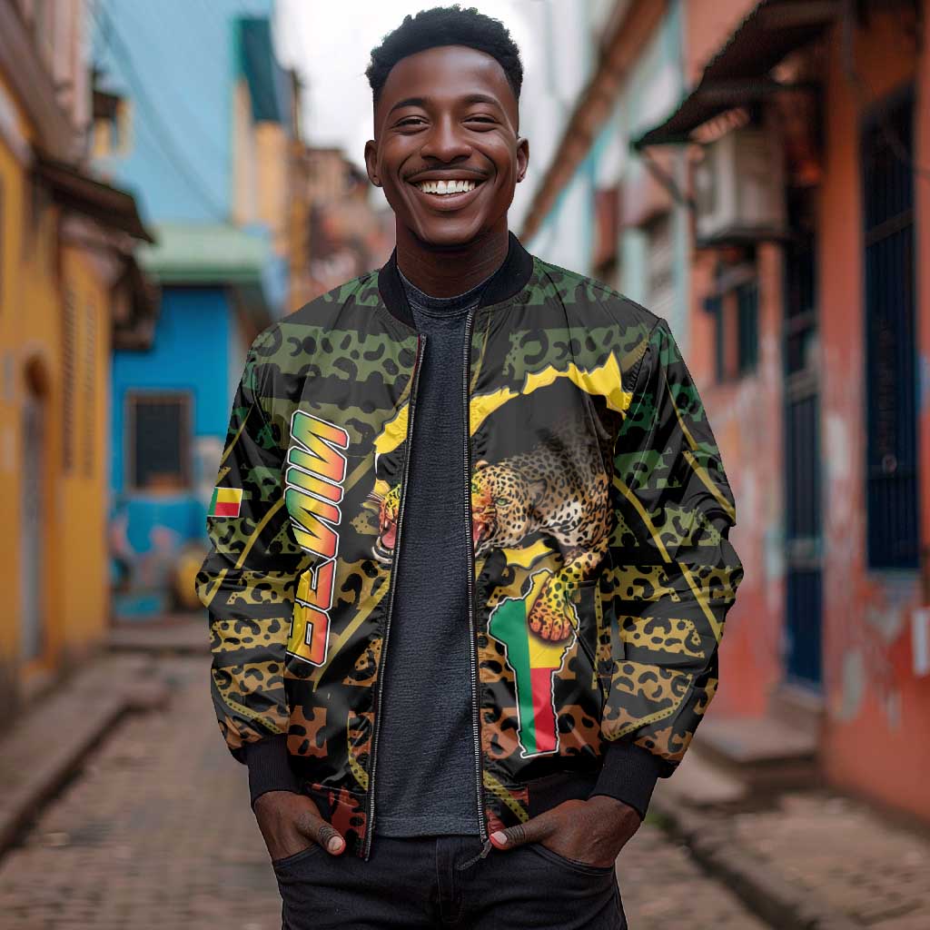 Personalized Benin Bomber Jacket Powerful African Leopard - African Pride