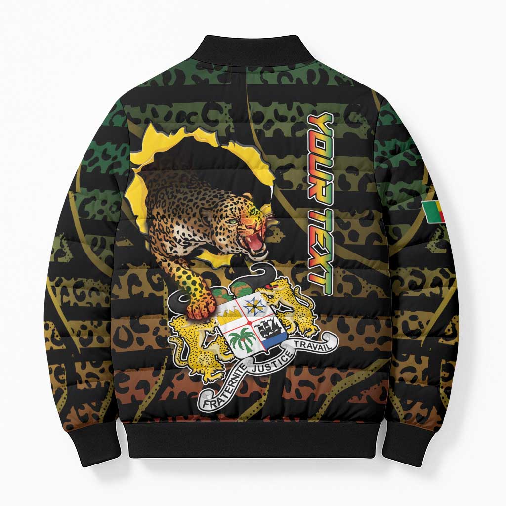 Personalized Benin Bomber Puffer Jacket Powerful African Leopard - African Pride