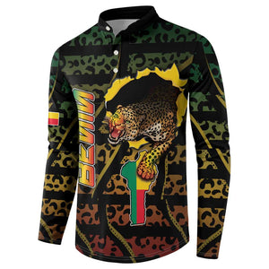 Personalized Benin Button Sweatshirt Powerful African Leopard