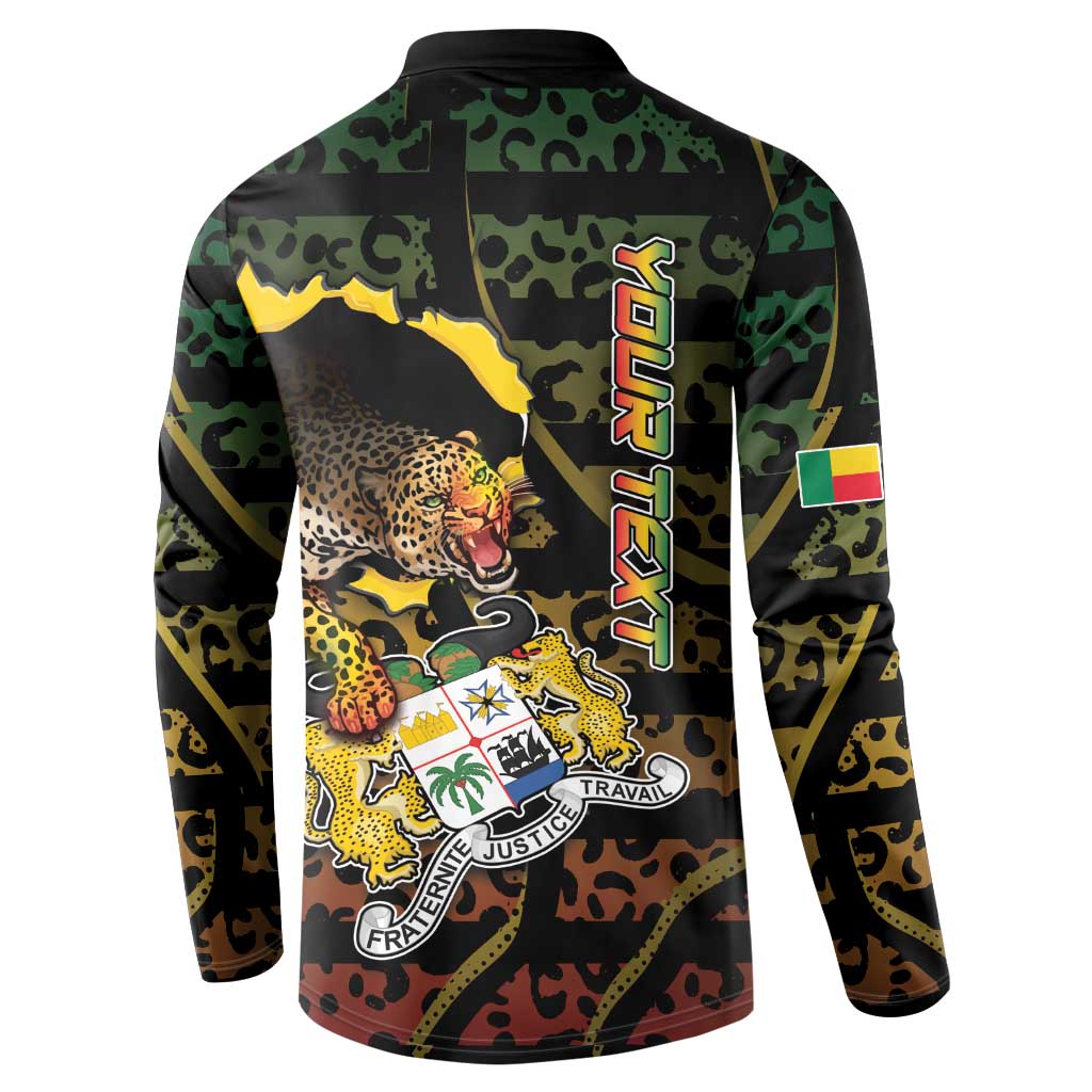 Personalized Benin Button Sweatshirt Powerful African Leopard