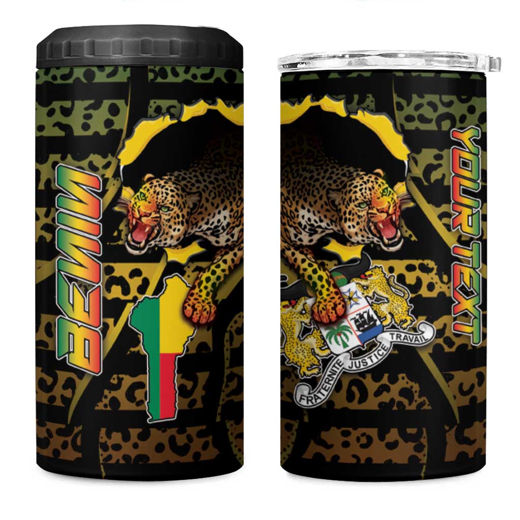 Personalized Benin 4 in 1 Can Cooler Tumbler Powerful African Leopard - African Pride