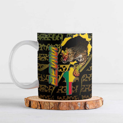Personalized Benin Ceramic Mug Powerful African Leopard - African Pride