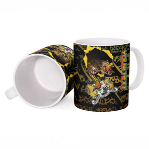 Personalized Benin Ceramic Mug Powerful African Leopard - African Pride