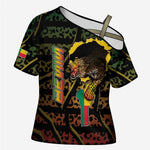 Personalized Benin Cross Shoulder Shirt Powerful African Leopard - African Pride