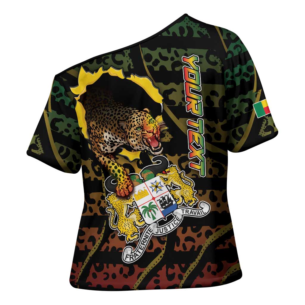 Personalized Benin Cross Shoulder Shirt Powerful African Leopard - African Pride