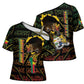 Personalized Benin Cross Shoulder Shirt Powerful African Leopard - African Pride