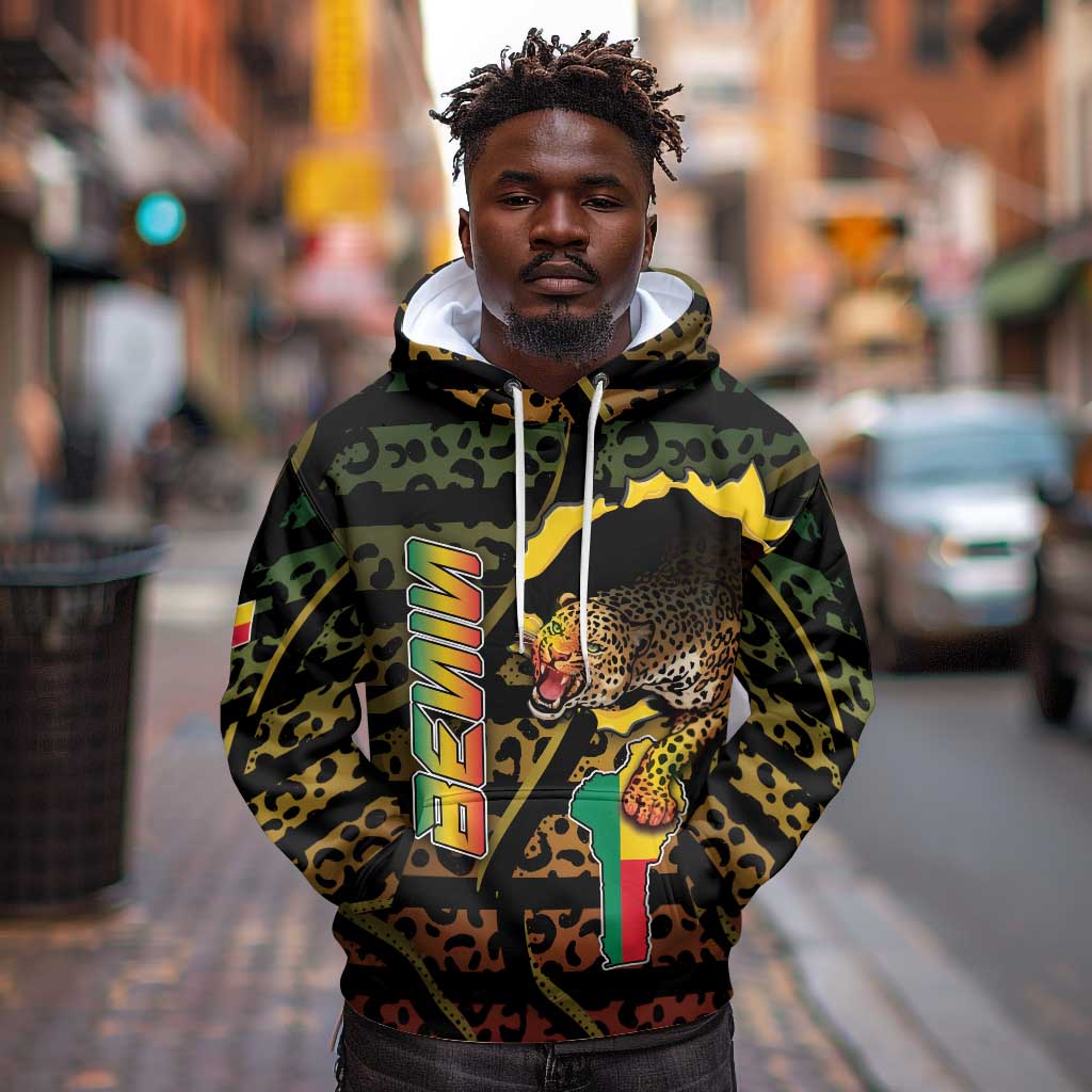 Personalized Benin Hoodie Powerful African Leopard - African Pride