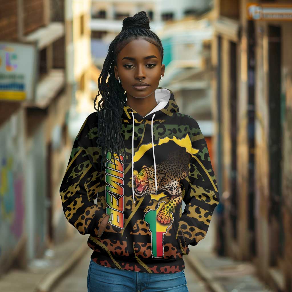 Personalized Benin Hoodie Powerful African Leopard - African Pride
