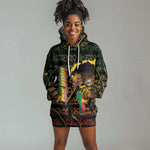 Personalized Benin Hoodie Dress Powerful African Leopard - African Pride