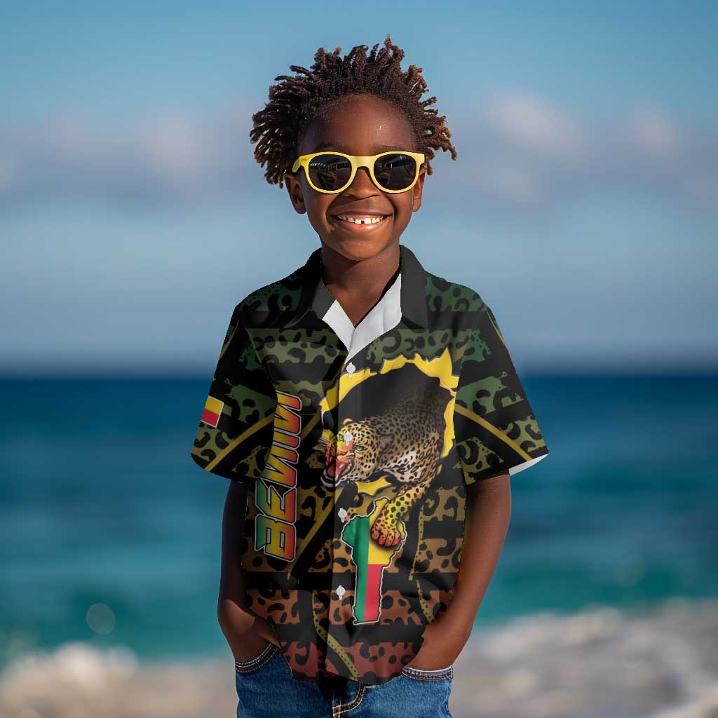 Personalized Benin Kid Hawaiian Shirt Powerful African Leopard - African Pride