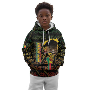 Personalized Benin Kid Hoodie Powerful African Leopard - African Pride