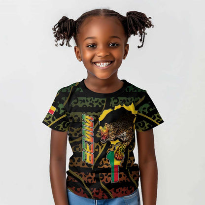 Personalized Benin Kid T shirt Powerful African Leopard - African Pride