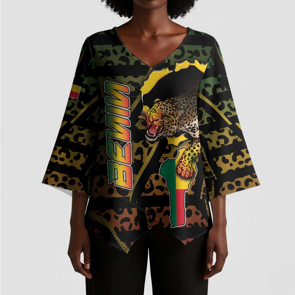 Personalized Benin Kimono Sleeve Blouse Powerful African Leopard - African Pride
