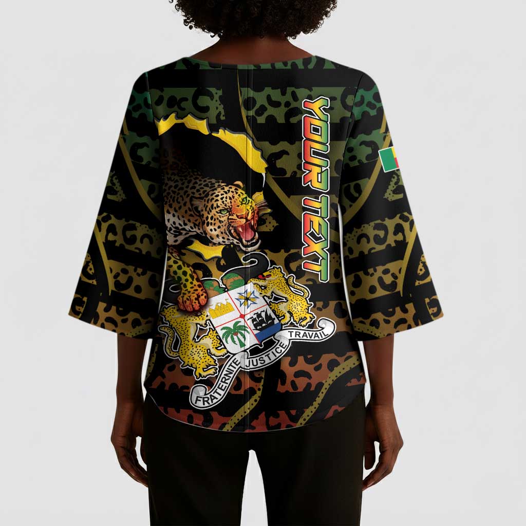 Personalized Benin Kimono Sleeve Blouse Powerful African Leopard - African Pride
