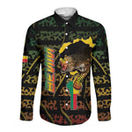 Personalized Benin Long Sleeve Button Shirt Powerful African Leopard - African Pride