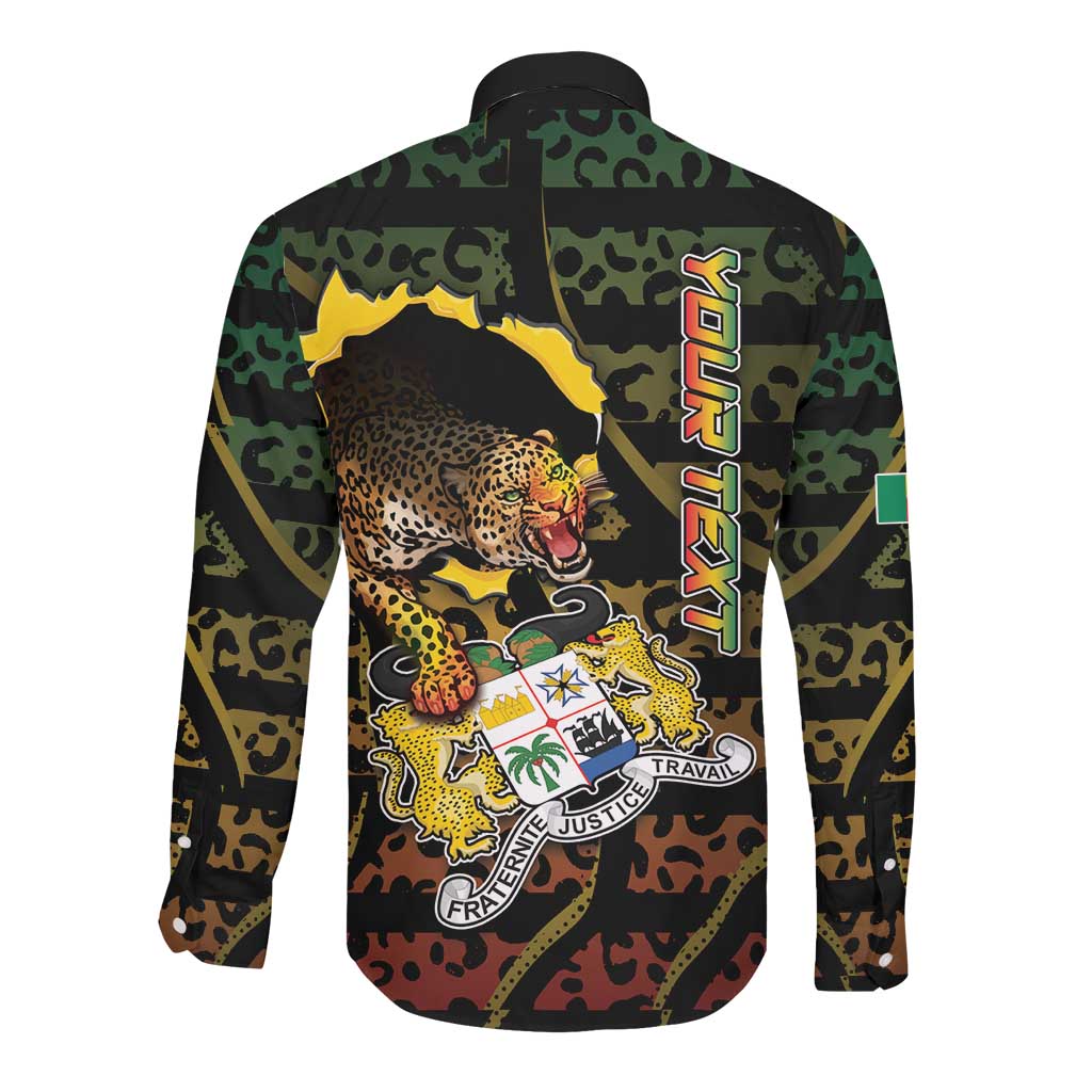 Personalized Benin Long Sleeve Button Shirt Powerful African Leopard - African Pride