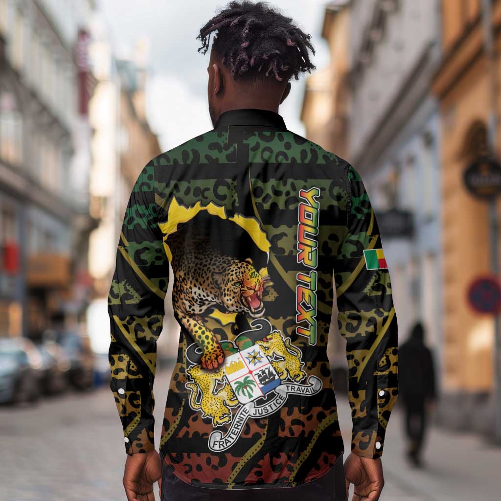 Personalized Benin Long Sleeve Button Shirt Powerful African Leopard - African Pride
