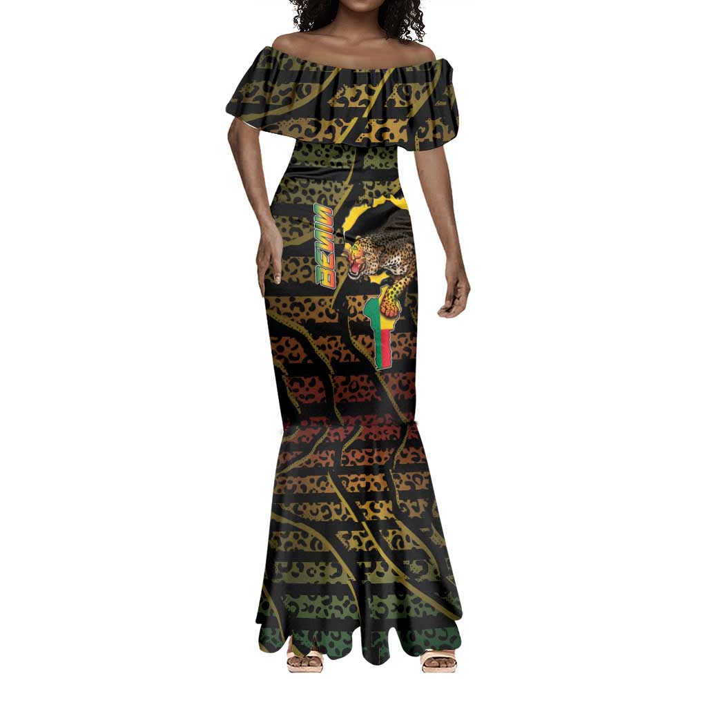 Personalized Benin Mermaid Dress Powerful African Leopard - African Pride