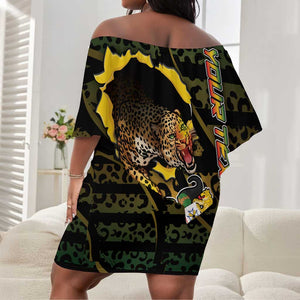 Personalized Benin Off Shoulder Short Dress Powerful African Leopard - African Pride