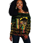 Personalized Benin Off Shoulder Sweater Powerful African Leopard - African Pride