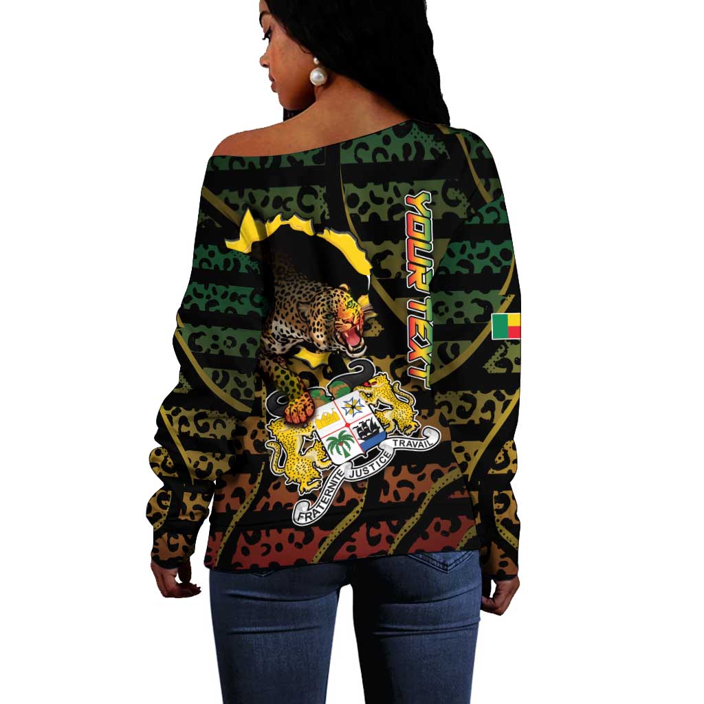Personalized Benin Off Shoulder Sweater Powerful African Leopard - African Pride