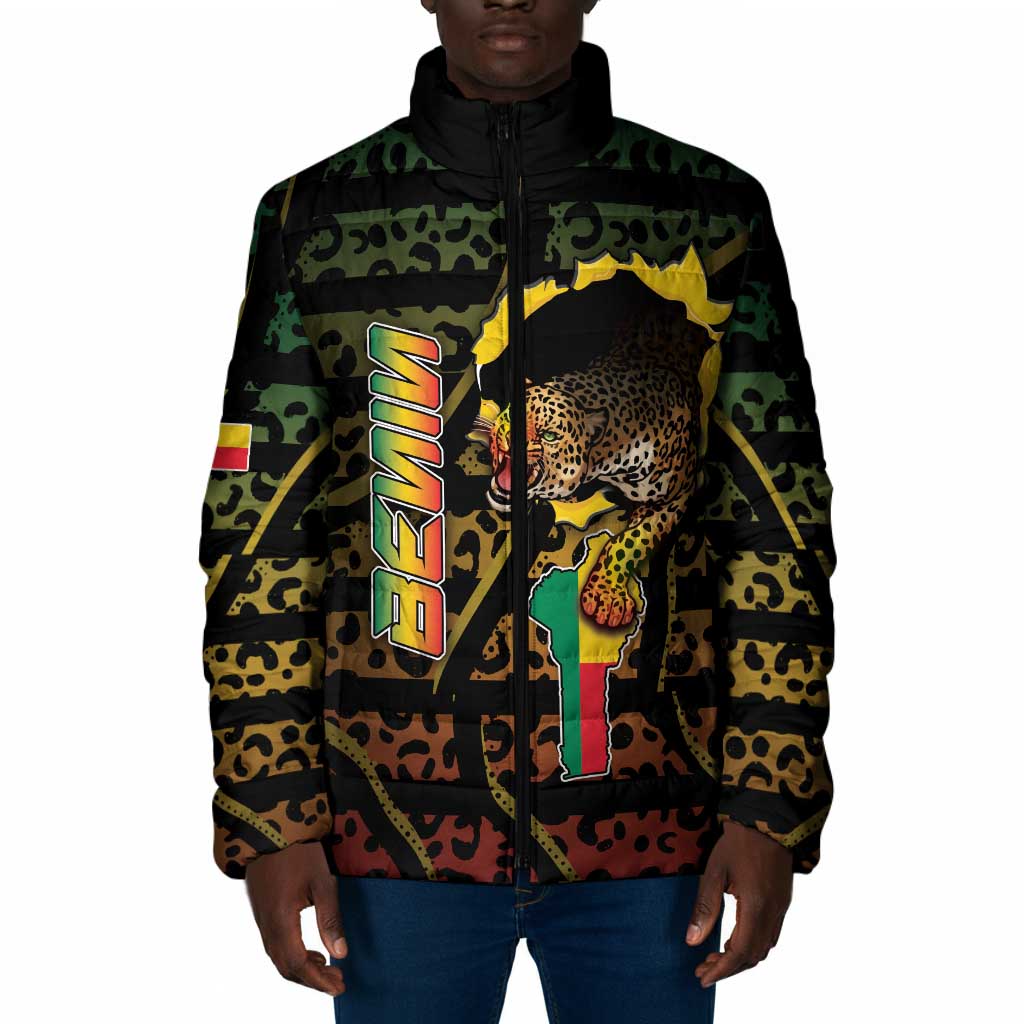 Personalized Benin Padded Jacket Powerful African Leopard - African Pride