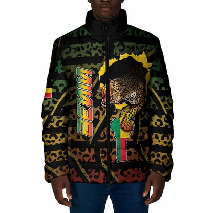 Personalized Benin Padded Jacket Powerful African Leopard - African Pride