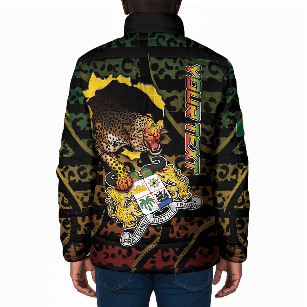 Personalized Benin Padded Jacket Powerful African Leopard - African Pride