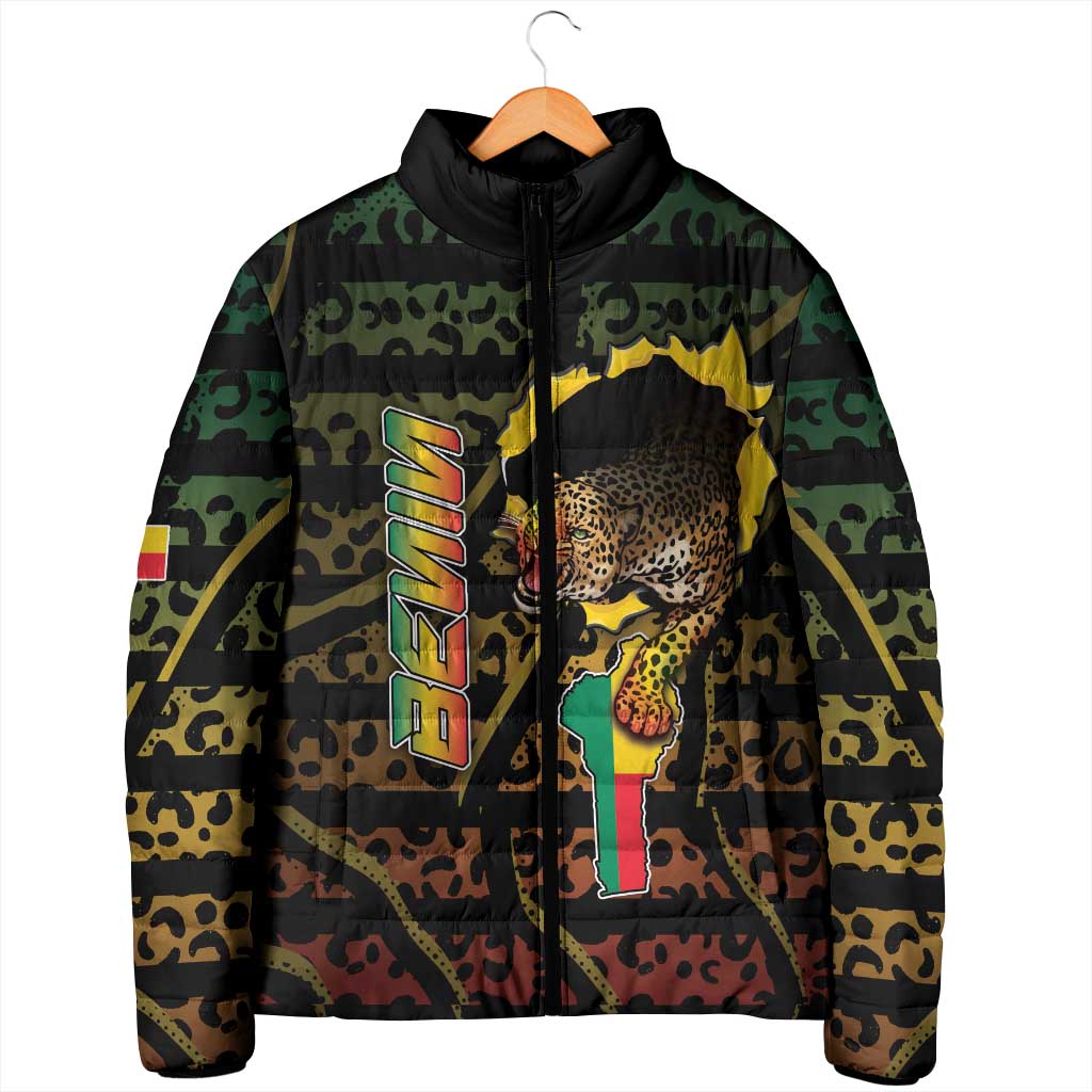 Personalized Benin Padded Jacket Powerful African Leopard - African Pride