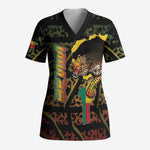 Personalized Benin Scrub Top Powerful African Leopard - African Pride
