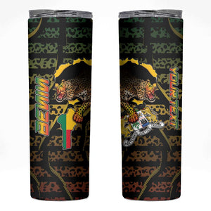 Personalized Benin Skinny Tumbler Powerful African Leopard - African Pride