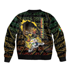 Personalized Benin Sleeve Zip Bomber Jacket Powerful African Leopard - African Pride