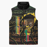 Personalized Benin Sleeveless Puffer Jacket Powerful African Leopard - African Pride
