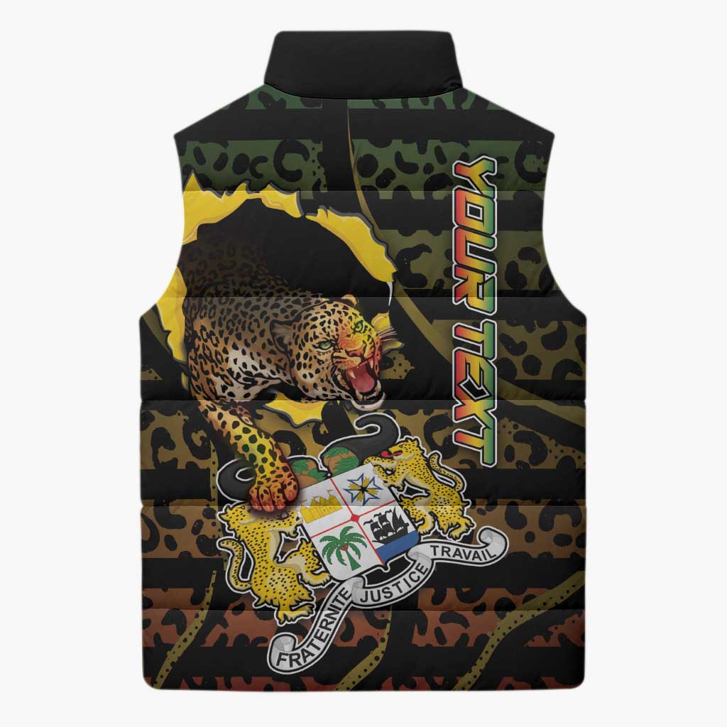 Personalized Benin Sleeveless Puffer Jacket Powerful African Leopard - African Pride