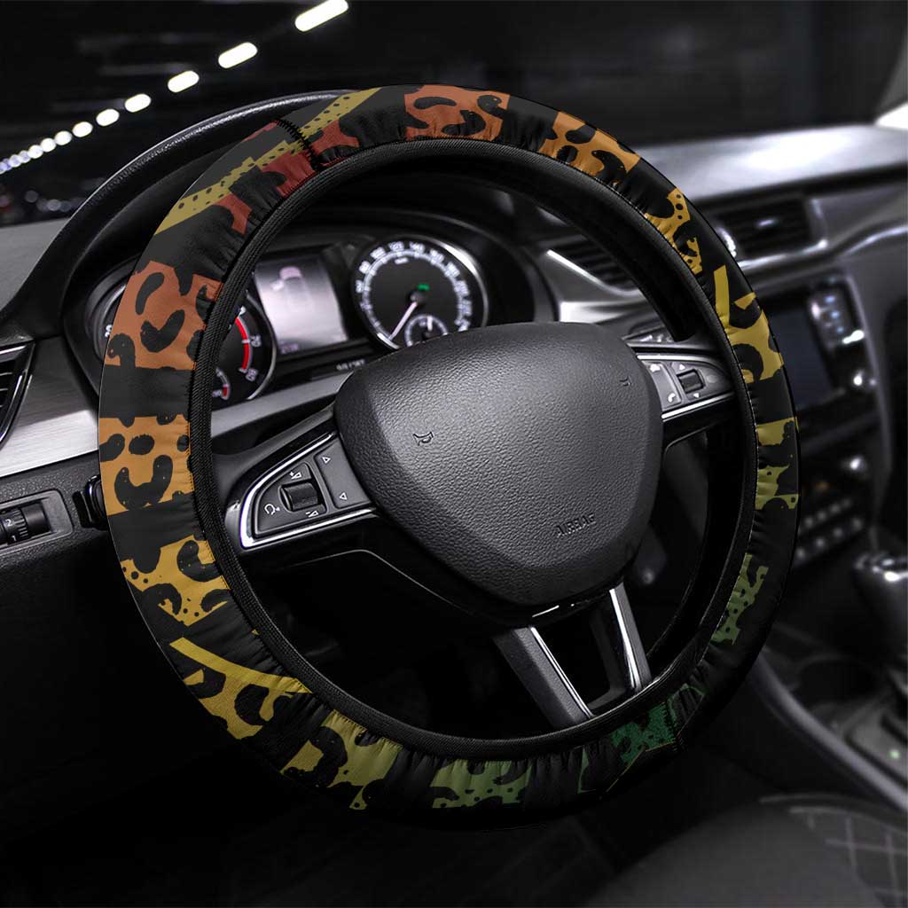 Benin Steering Wheel Cover Powerful African Leopard - African Pride