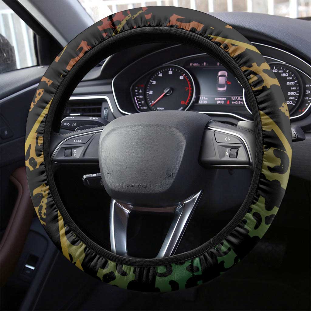 Benin Steering Wheel Cover Powerful African Leopard - African Pride