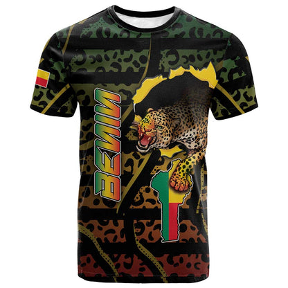 Personalized Benin T shirt Powerful African Leopard - African Pride