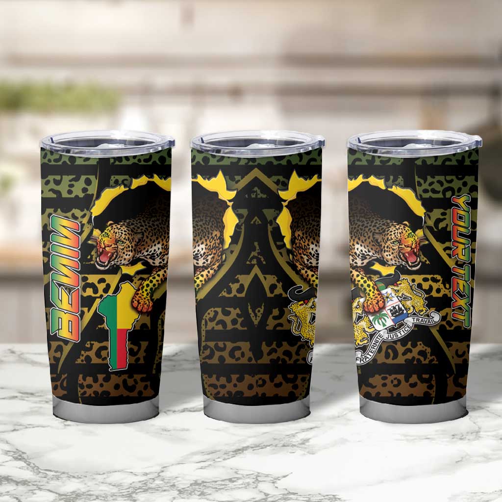 Personalized Benin Tumbler Cup Powerful African Leopard - African Pride
