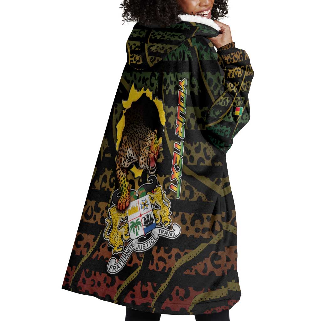 Personalized Benin Wearable Blanket Hoodie Powerful African Leopard - African Pride