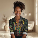 Personalized Benin Women Casual Shirt Powerful African Leopard - African Pride