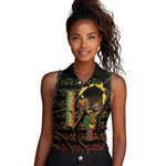 Personalized Benin Women Sleeveless Polo Shirt Powerful African Leopard - African Pride