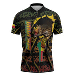 Personalized Benin Zipper Polo Shirt Powerful African Leopard - African Pride